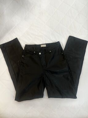 Pacsun Black Leather Stretch Dad Jeans with a Crossover Waist